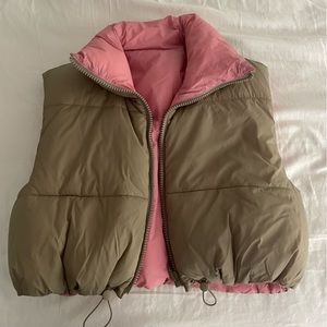Zara Reversible Cropped Puffer Vest - Size Small